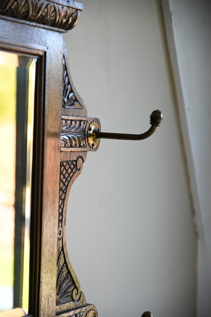 Victorian Carved Oak Hall Mirror