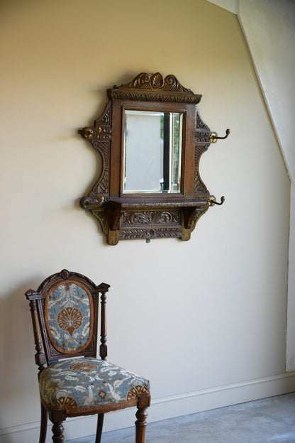 Victorian Carved Oak Hall Mirror