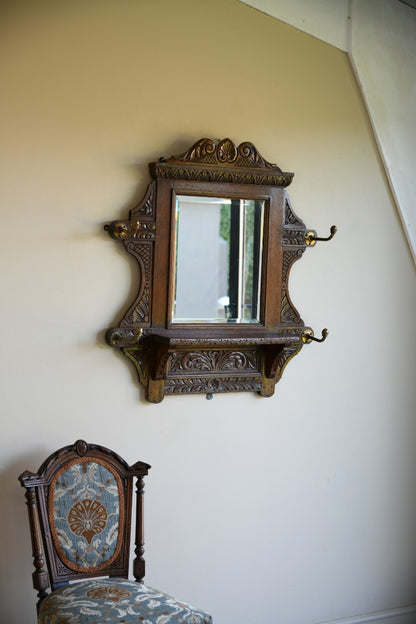 Victorian Carved Oak Hall Mirror