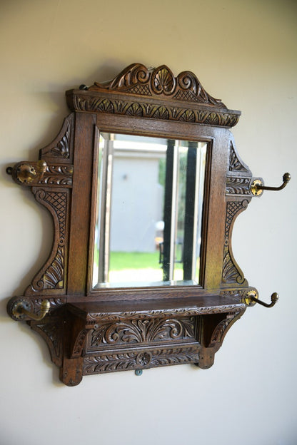 Victorian Carved Oak Hall Mirror