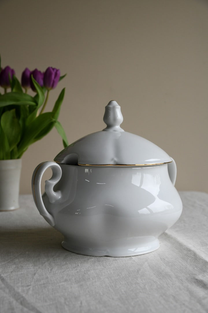 Vintage Bohemia White Porcelain Soup Tureen