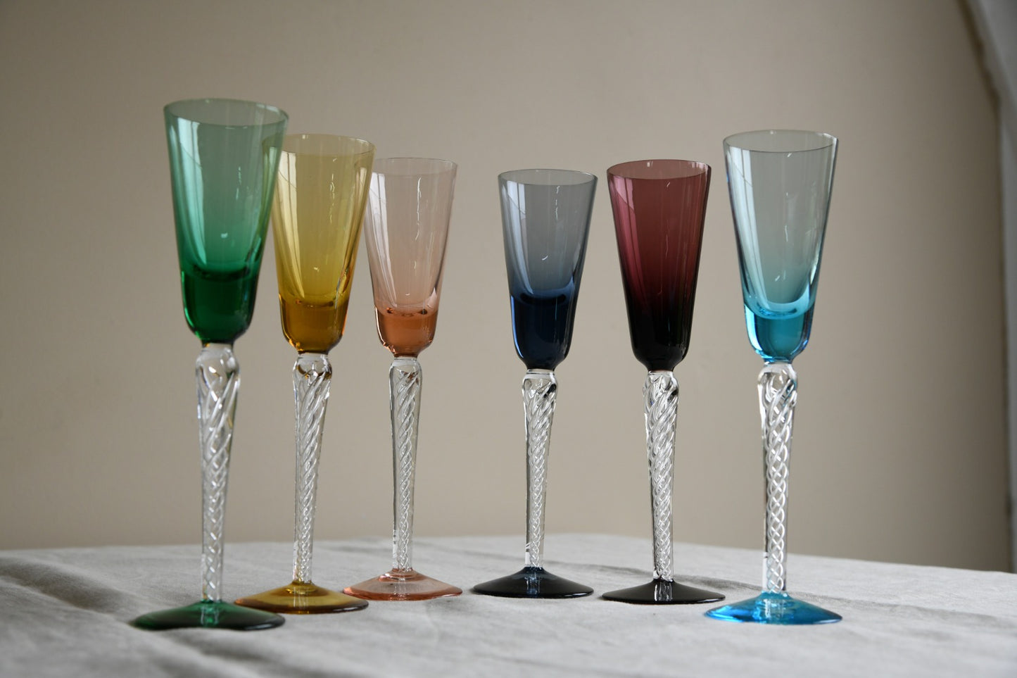 6 x Stuart Crystal Coloured Glasses