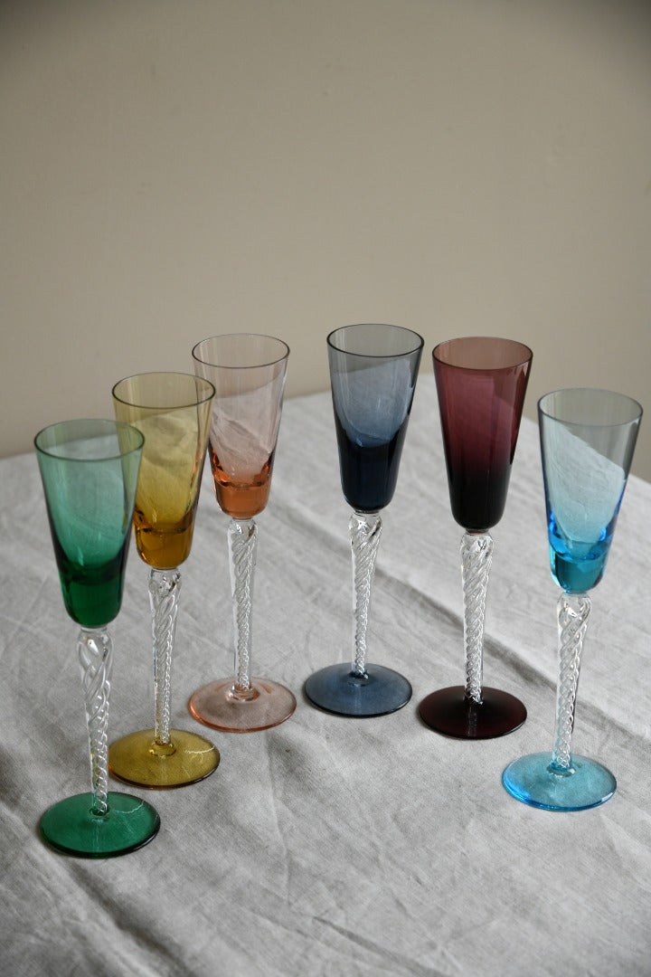 6 x Stuart Crystal Coloured Glasses