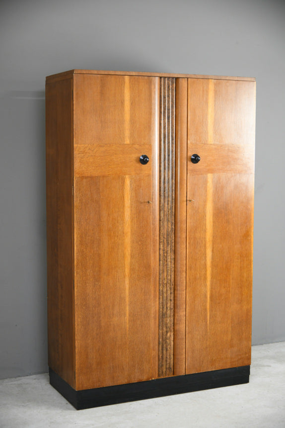 Art Deco Oak Double Wardrobe