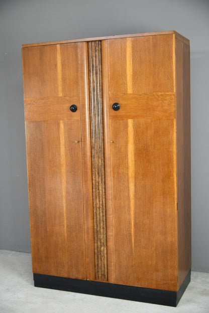 Art Deco Oak Double Wardrobe