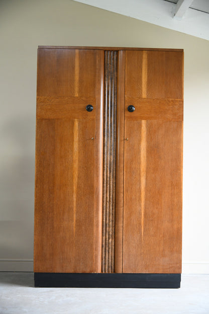 Art Deco Oak Double Wardrobe