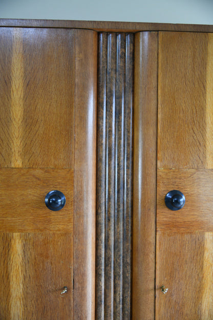 Art Deco Oak Double Wardrobe