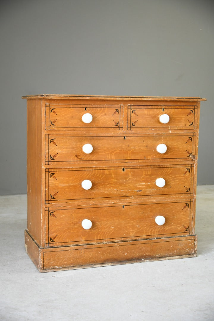 Antique Grained Pine Chest of Drawers