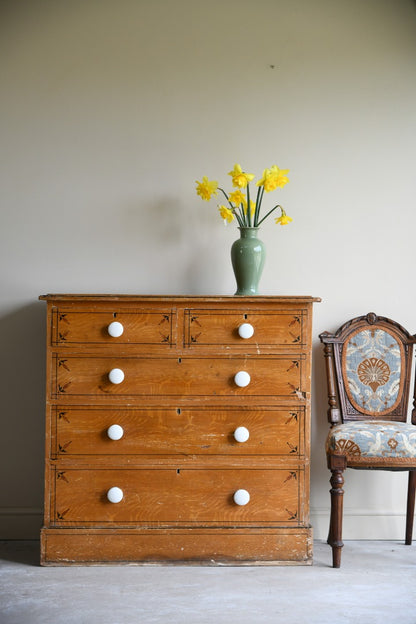 Antique Grained Pine Chest of Drawers