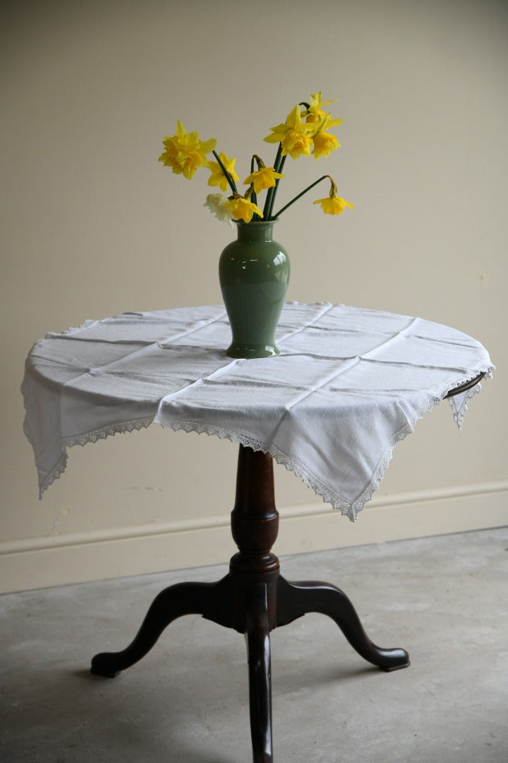 Small Square Off White Linen Tablecloth