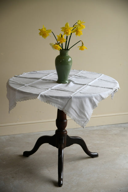 Small Square Off White Linen Tablecloth