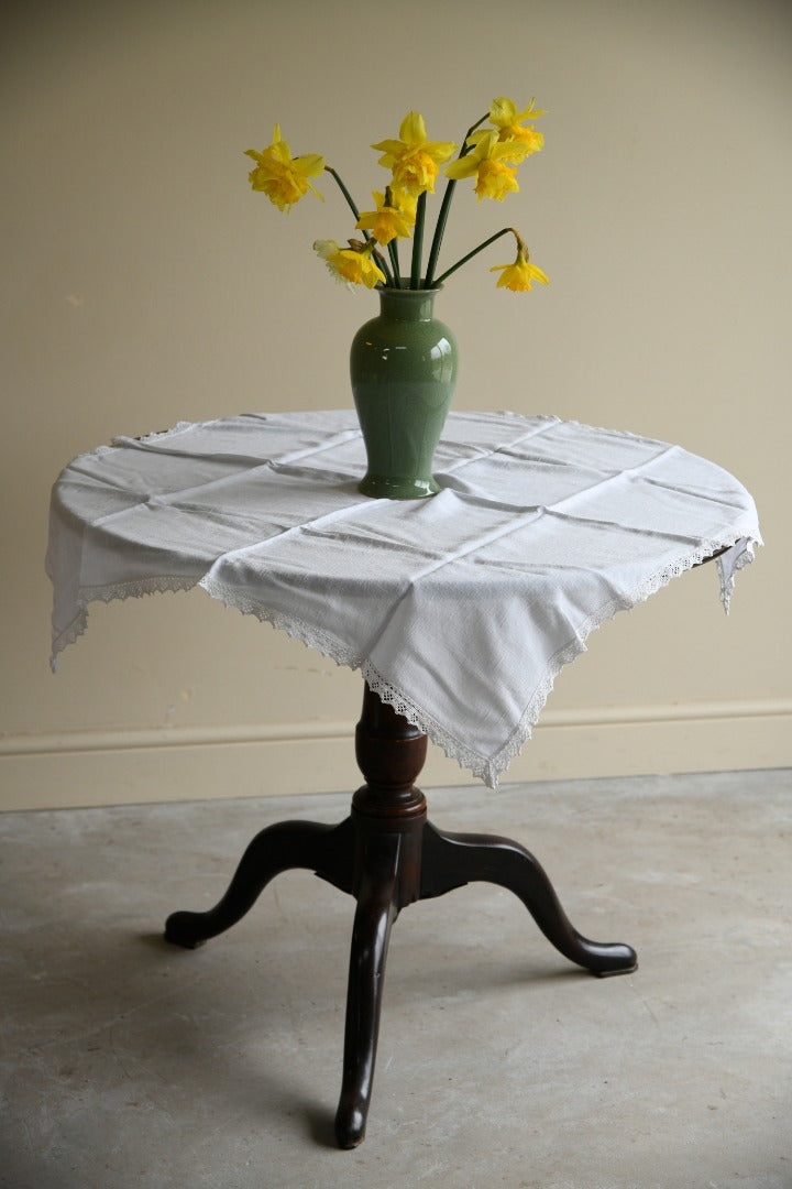 Small Square Off White Linen Tablecloth