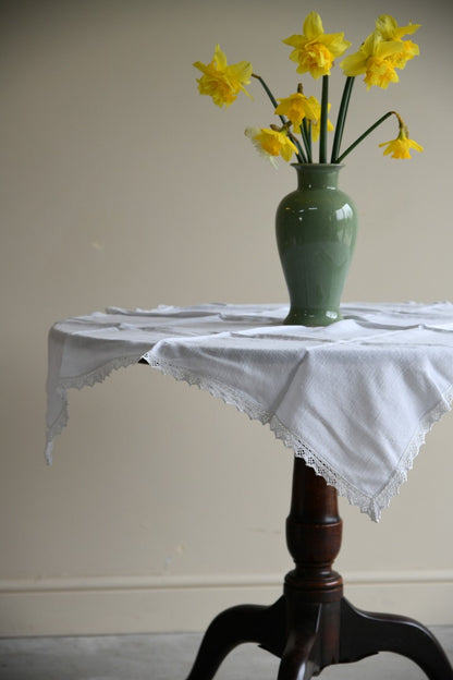 Small Square Off White Linen Tablecloth