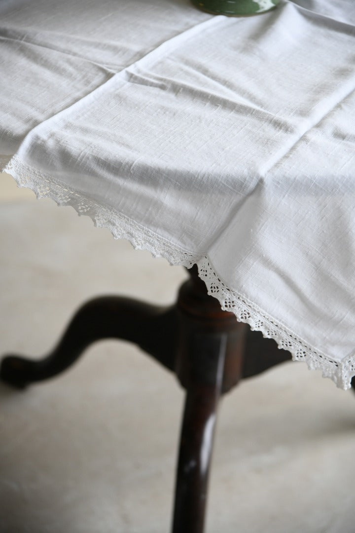 Small Square Off White Linen Tablecloth