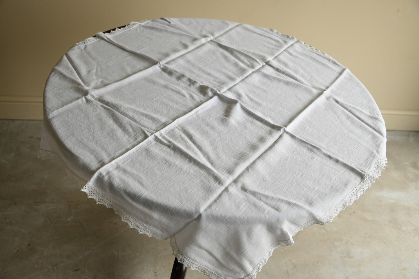 Small Square Off White Linen Tablecloth