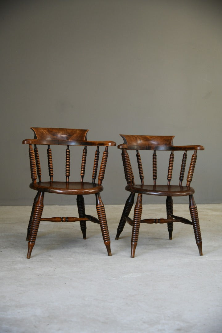 Pair Elm and Beech Bobbin Chairs