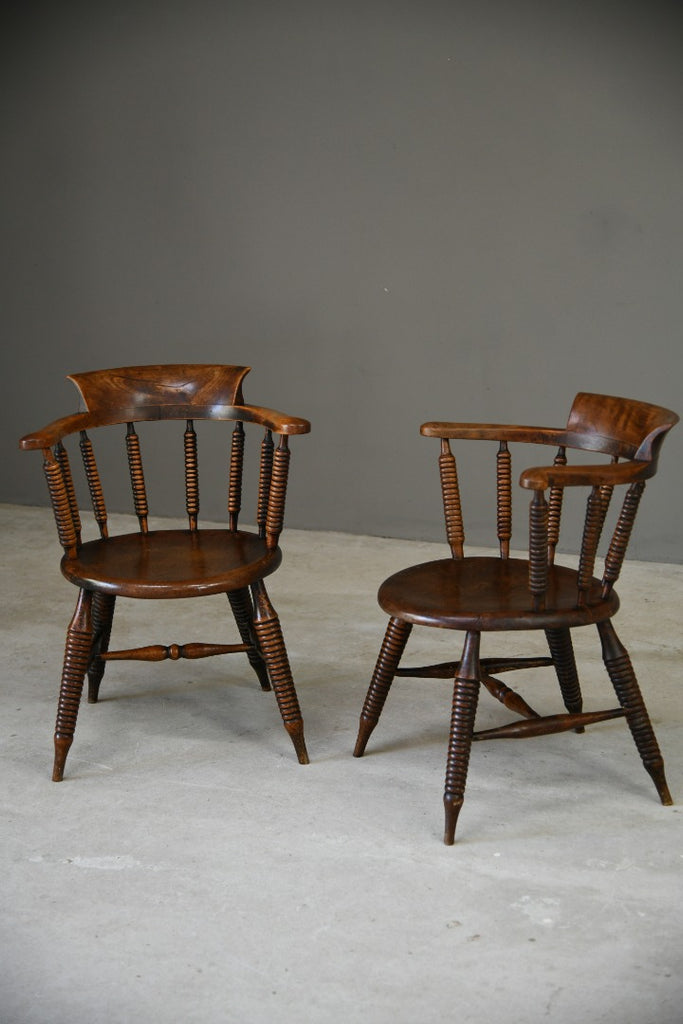 Pair Elm and Beech Bobbin Chairs