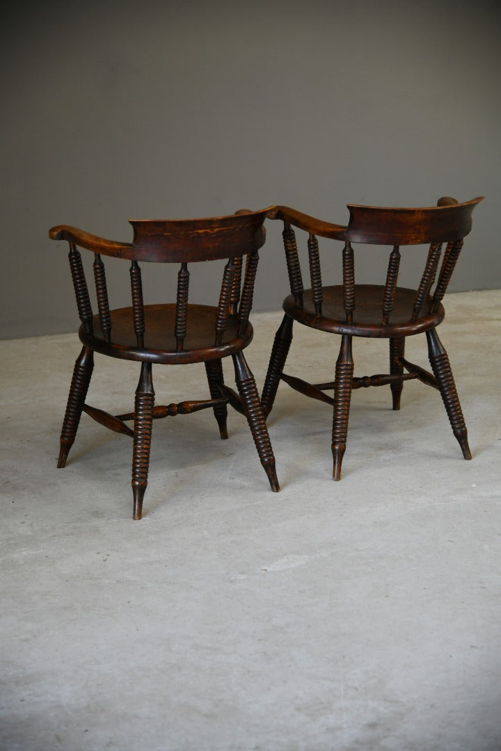 Pair Elm and Beech Bobbin Chairs