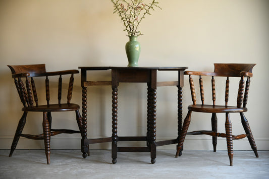 Pair Elm and Beech Bobbin Chairs