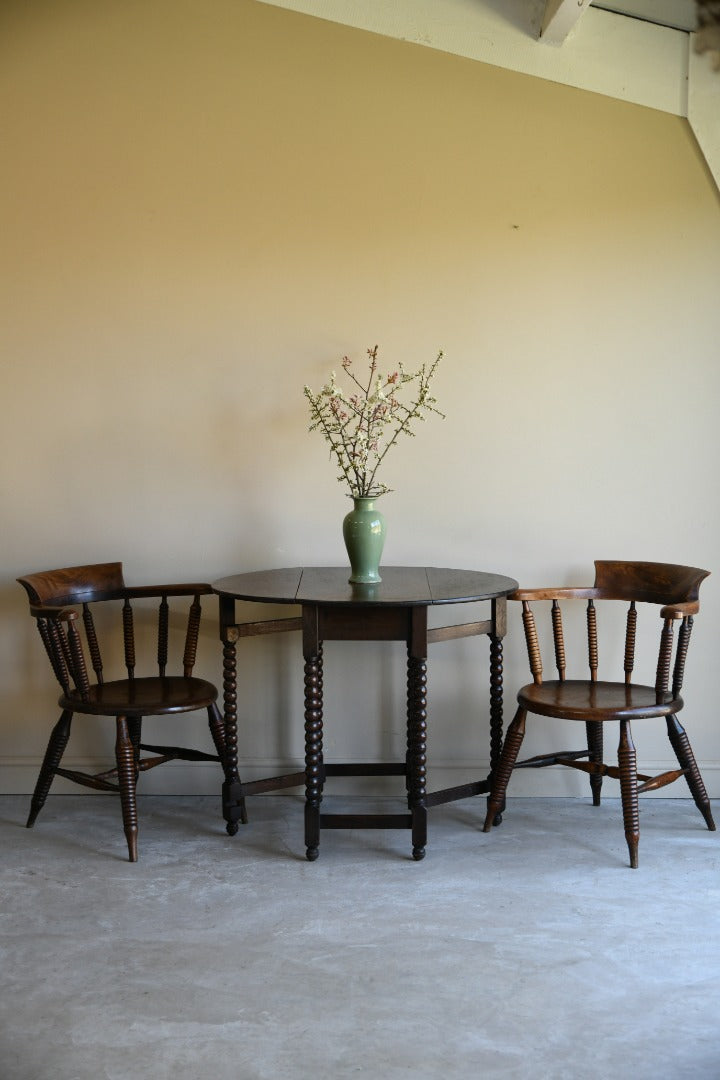 Pair Elm and Beech Bobbin Chairs