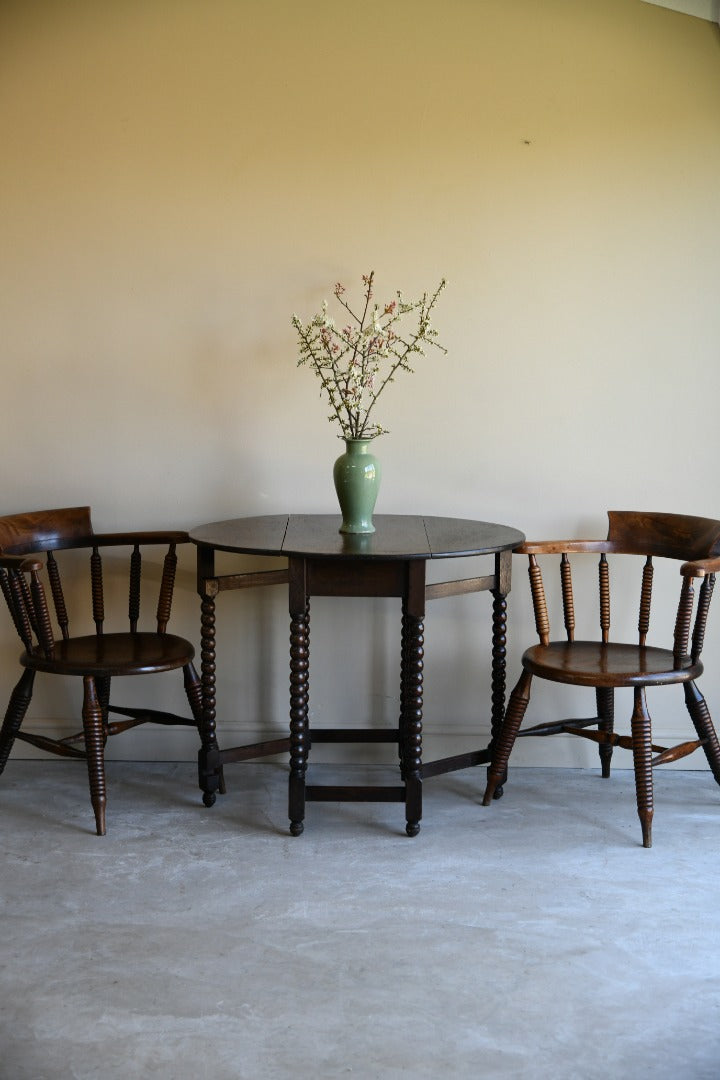 Dark Oak Bobbin Drop Leaf Table