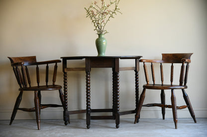 Dark Oak Bobbin Drop Leaf Table