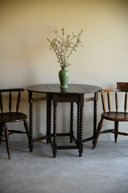 Dark Oak Bobbin Drop Leaf Table