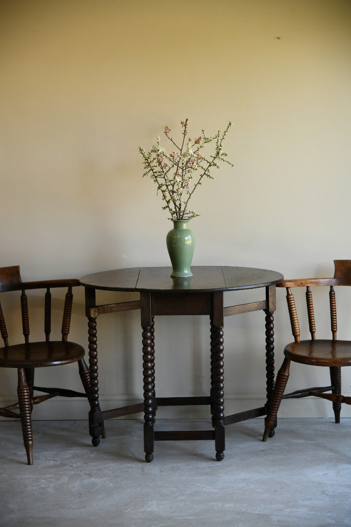 Dark Oak Bobbin Drop Leaf Table