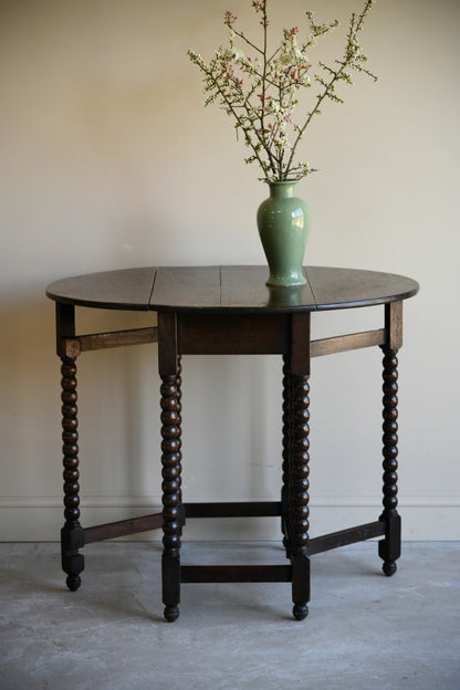 Dark Oak Bobbin Drop Leaf Table