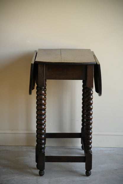 Dark Oak Bobbin Drop Leaf Table