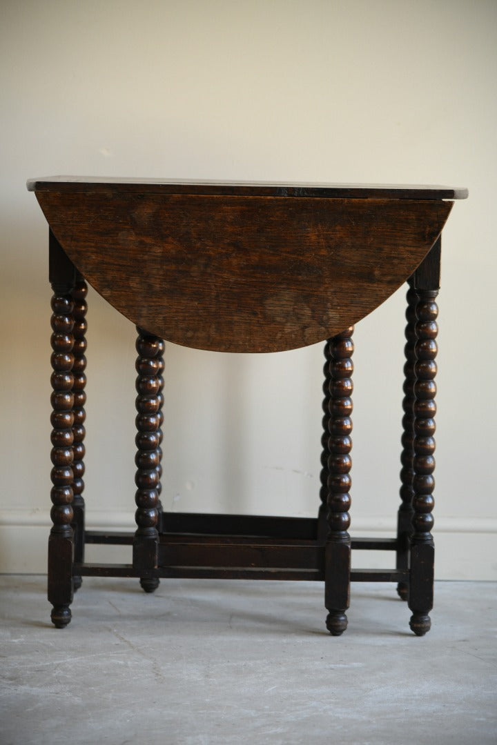 Dark Oak Bobbin Drop Leaf Table