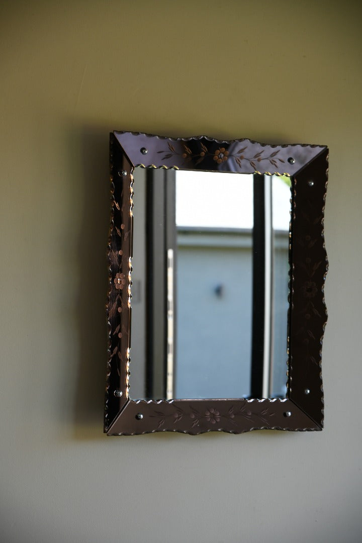 Art Deco Peach Glass Mirror