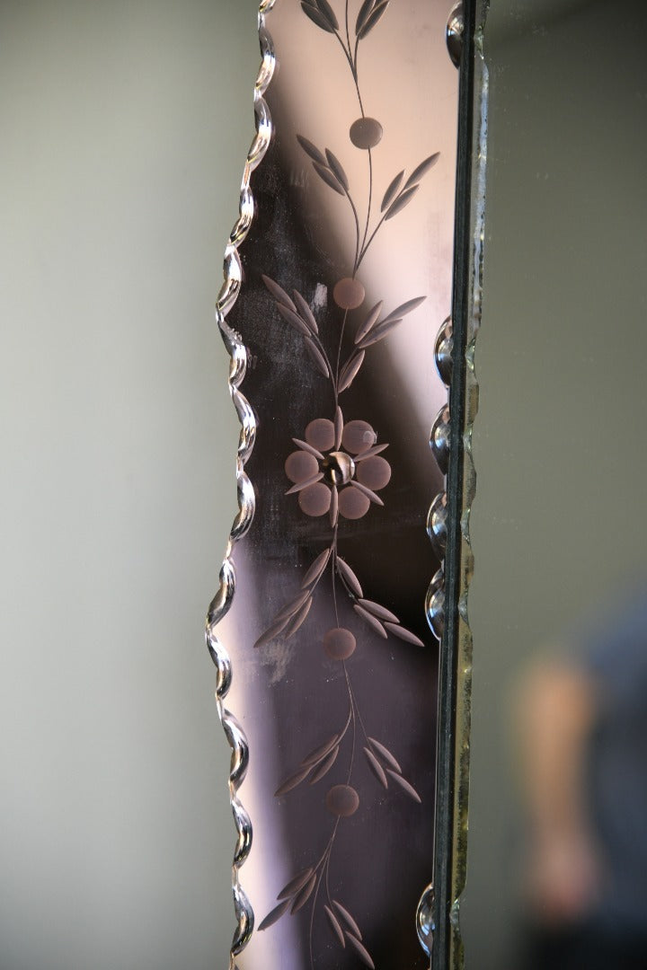 Art Deco Peach Glass Mirror