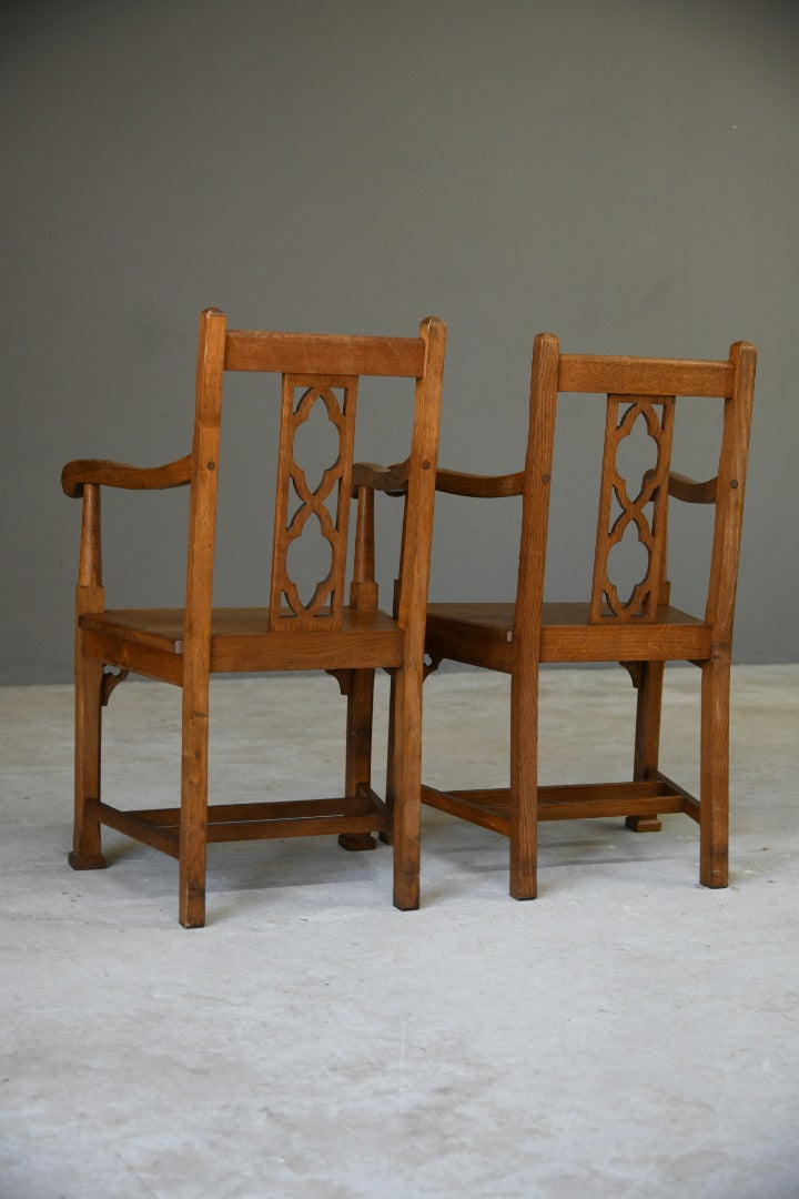 Pair Arts & Crafts Gothic Revival Armchairs