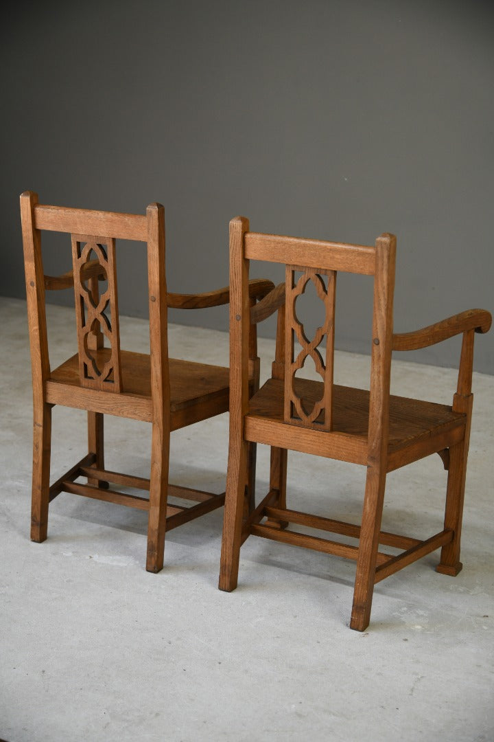 Pair Arts & Crafts Gothic Revival Armchairs