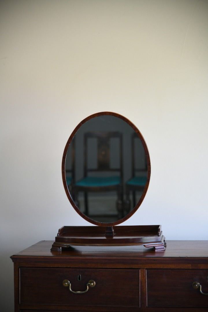 Antique Mahogany Oval Shaving Mirror