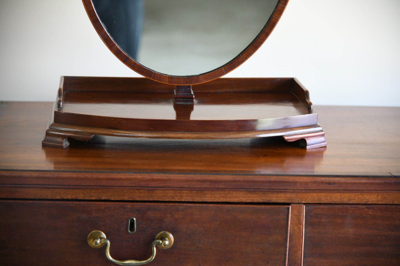 Antique Mahogany Oval Shaving Mirror