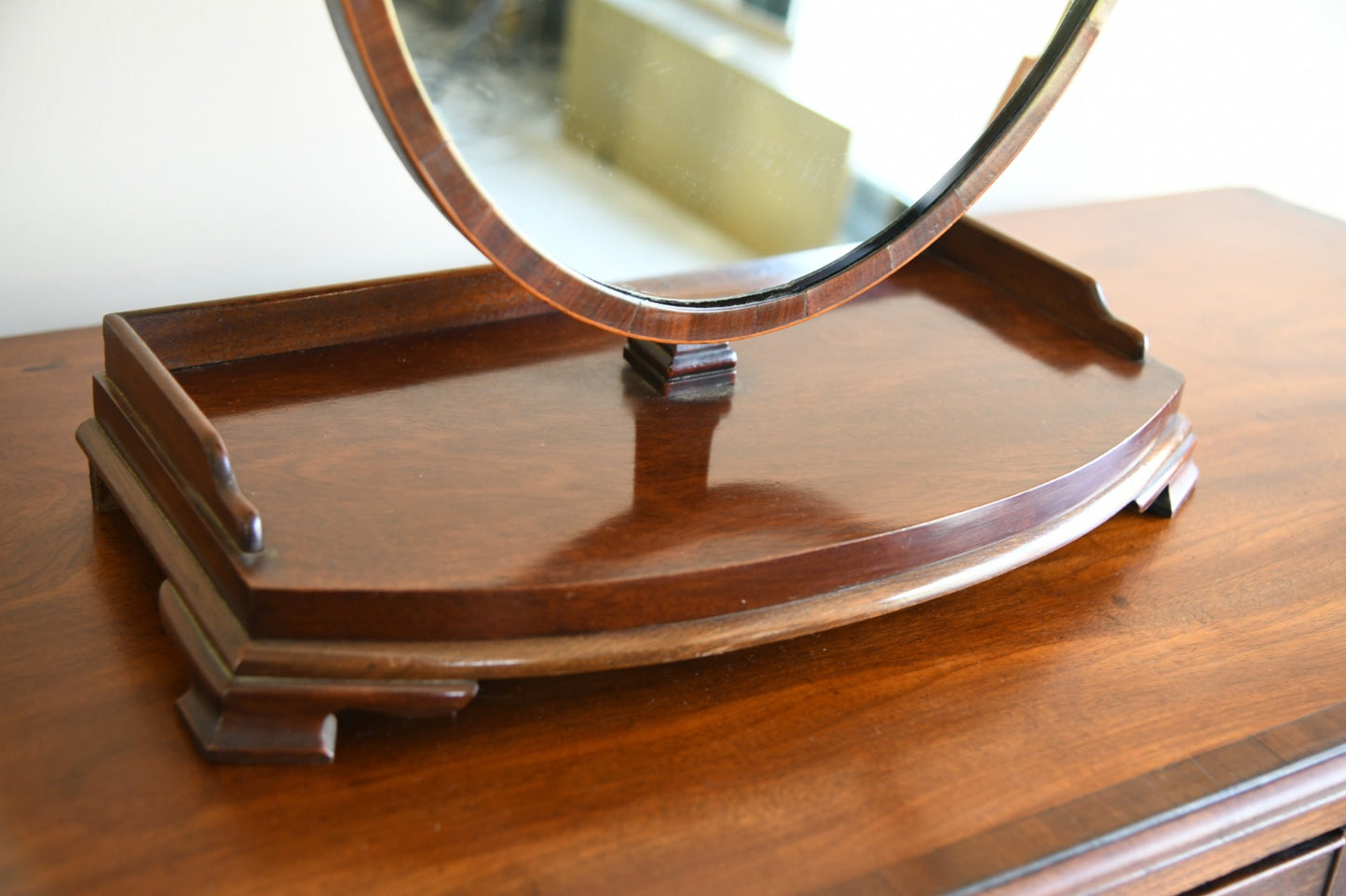 Antique Mahogany Oval Shaving Mirror