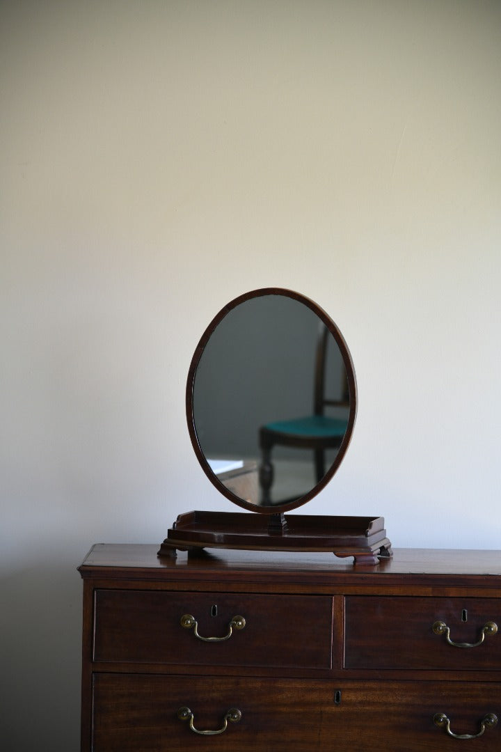 Antique Mahogany Oval Shaving Mirror