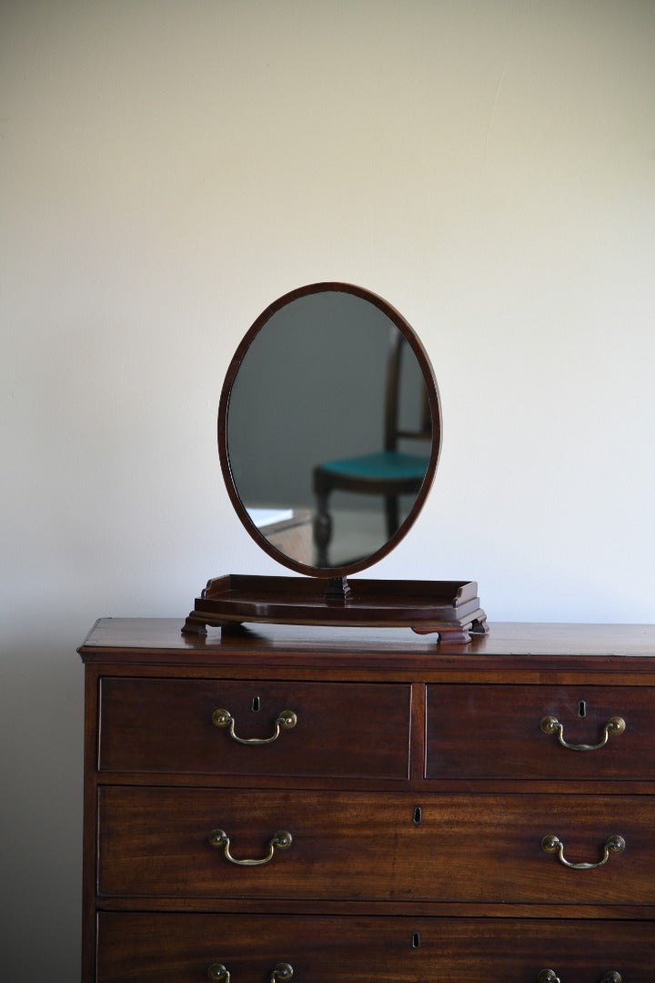 Antique Mahogany Oval Shaving Mirror