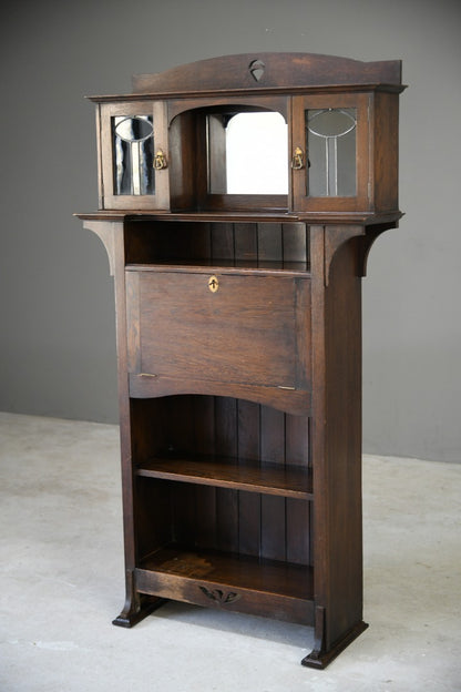 Arts and Crafts Oak Student Bureau Bookcase