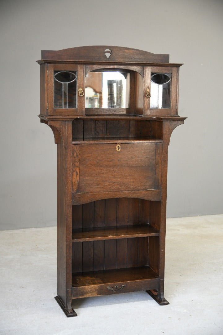 Arts and Crafts Oak Student Bureau Bookcase