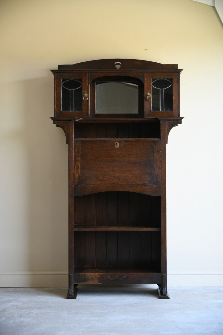 Arts and Crafts Oak Student Bureau Bookcase