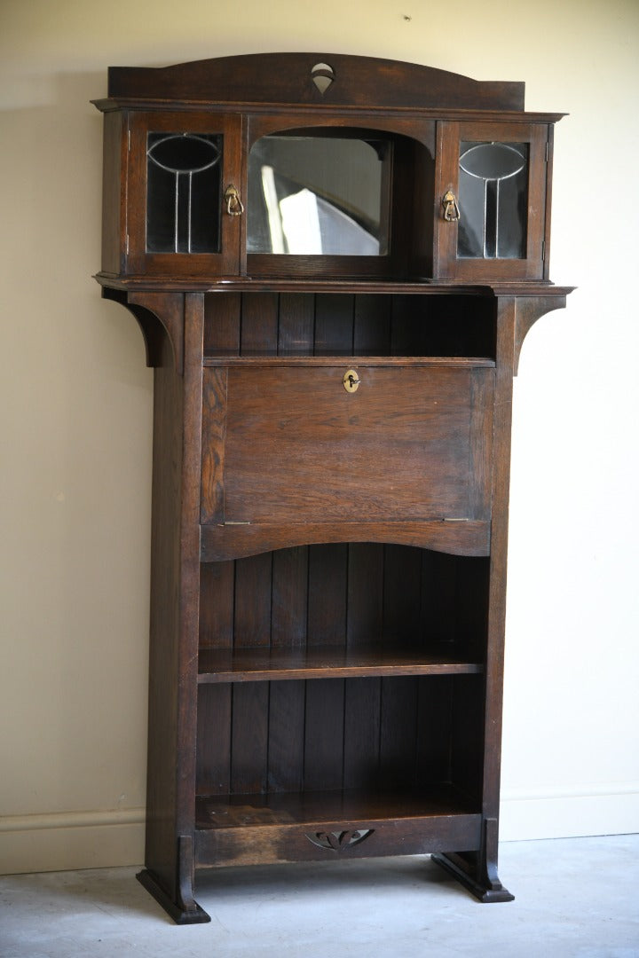 Arts and Crafts Oak Student Bureau Bookcase