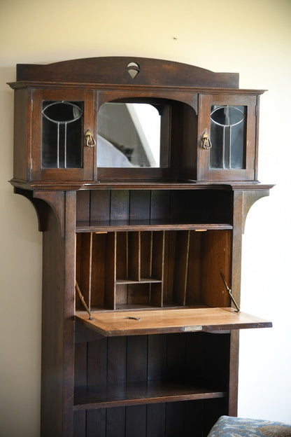 Arts and Crafts Oak Student Bureau Bookcase