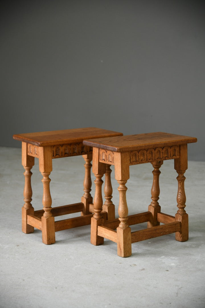 Pair Oak Joint Stools