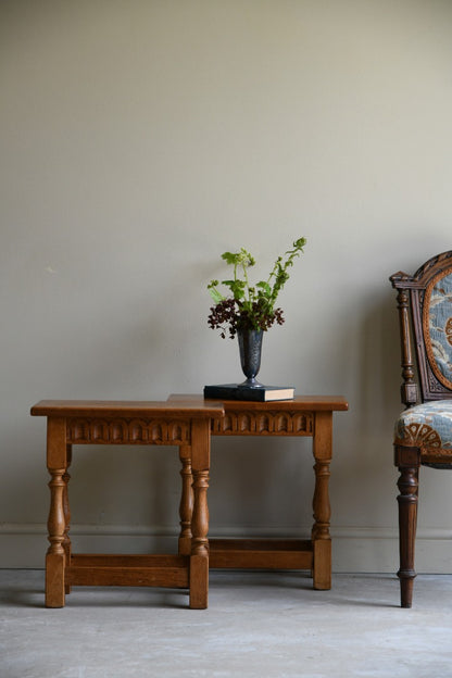 Pair Oak Joint Stools