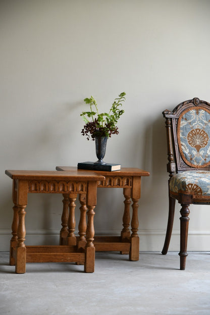 Pair Oak Joint Stools