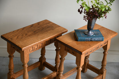 Pair Oak Joint Stools