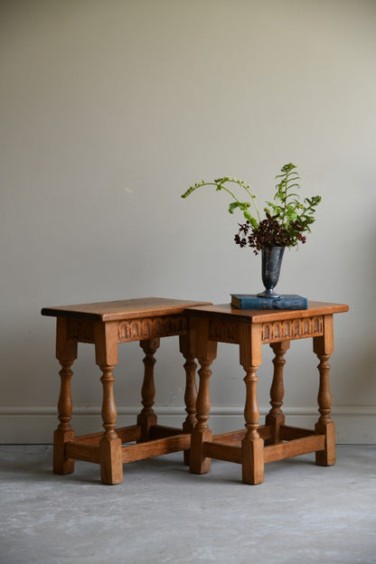 Pair Oak Joint Stools